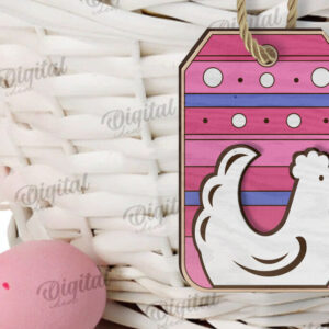 Intra απο ξύλο plywood  Χρώμα wenge 3mm-4mm πάχος - Ετικέτα δώρου Πάσχα LaserCut. Ετικέτα καλαθιού Δίασταση 15x15 cm INTRAFABR-124597464