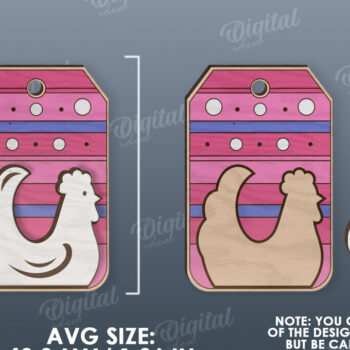 Intra απο ξύλο plywood Χρώμα wenge 3mm-4mm πάχος - Ετικέτα δώρου Πάσχα LaserCut. Ετικέτα καλαθιού Δίασταση 15x15 cm INTRAFABR-124597464 - Image 2