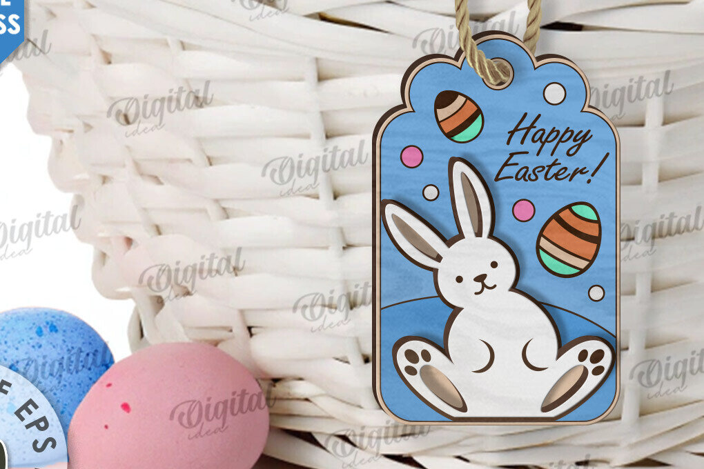 Intra απο ξύλο plywood  Χρώμα wenge 3mm-4mm πάχος - Ετικέτα δώρου Πάσχα LaserCut. Ετικέτα καλαθιού Δίασταση 15x15 cm INTRAFABR-124597574