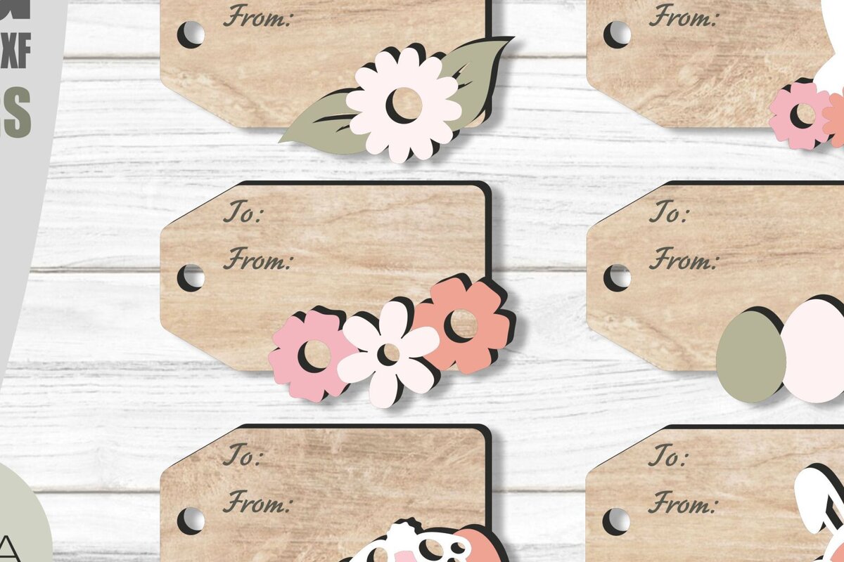 Intra απο ξύλο plywood  Χρώμα wenge 3mm-4mm πάχος - Πακέτο ετικετών δώρου Πάσχα, κοπής με λέιζερ Δίασταση 15x15 cm INTRAFABR-101006091