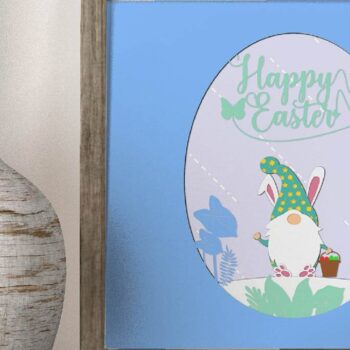 Intra απο ξύλο plywood  Χρώμα wenge 3mm-4mm πάχος - Πασχαλινό Gnome 3D Shadow Box Δίασταση 25x25 cm INTRAFABR-69205091 - Image 3