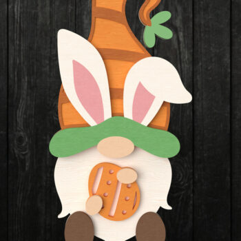Intra απο ξύλο plywood  Χρώμα wenge 3mm-4mm πάχος - Easter Gnome Bunny Carrot 3D Δίασταση 15x15 cm INTRAFABR-117715263 - Image 1