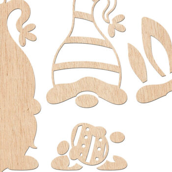 Intra απο ξύλο plywood  Χρώμα wenge 3mm-4mm πάχος - Easter Gnome Bunny Carrot 3D Δίασταση 15x15 cm INTRAFABR-117715263 - Image 2