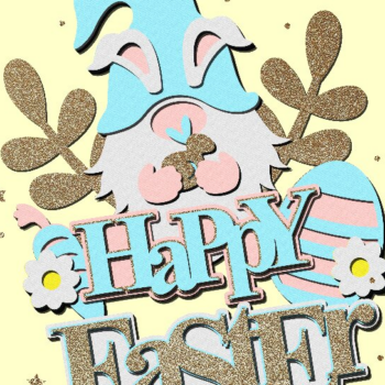 Intra απο ξύλο plywood  Χρώμα wenge 3mm-4mm πάχος - Πασχαλινό Gnome Cake Topper 3D Δίασταση 20x20 cm INTRAFABR-117715306 - Image 1