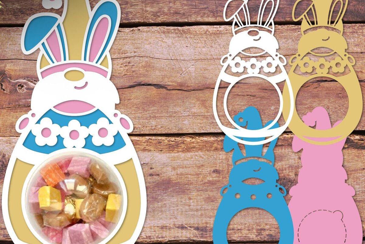 Intra απο ξύλο plywood  Χρώμα wenge 3mm-4mm πάχος - Easter Gnome Candy Dome Δίασταση 6x6 cm INTRAFABR-117715309