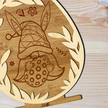 Intra απο ξύλο plywood Χρώμα wenge 3mm-4mm πάχος - Διακοσμητικό αυγό Πασχαλινό Gnome Δίασταση 5x6 cm INTRAFABR-117715316 - Image 3