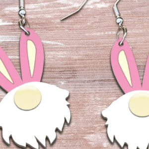 Intra απο ξύλο plywood  Χρώμα wenge 3mm-4mm πάχος - Πασχαλινά σκουλαρίκια Gnome με λέιζερ. Δίασταση 3x3 cm INTRAFABR-118203585