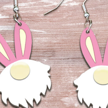 Intra απο ξύλο plywood  Χρώμα wenge 3mm-4mm πάχος - Πασχαλινά σκουλαρίκια Gnome με λέιζερ. Δίασταση 3x3 cm INTRAFABR-118203585 - Image 1