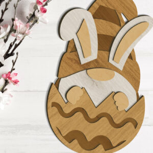 Intra απο ξύλο plywood  Χρώμα wenge 3mm-4mm πάχος - Πασχαλινό Gnome στο αυγό, πρότυπο χειροτεχνίας Δίασταση 34x7 cm INTRAFABR-69203436