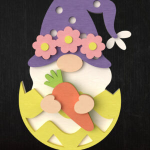 Intra απο ξύλο plywood  Χρώμα wenge 3mm-4mm πάχος - Πασχαλινό Gnome στο Egg Layered Δίασταση 15x15 cm INTRAFABR-120546696