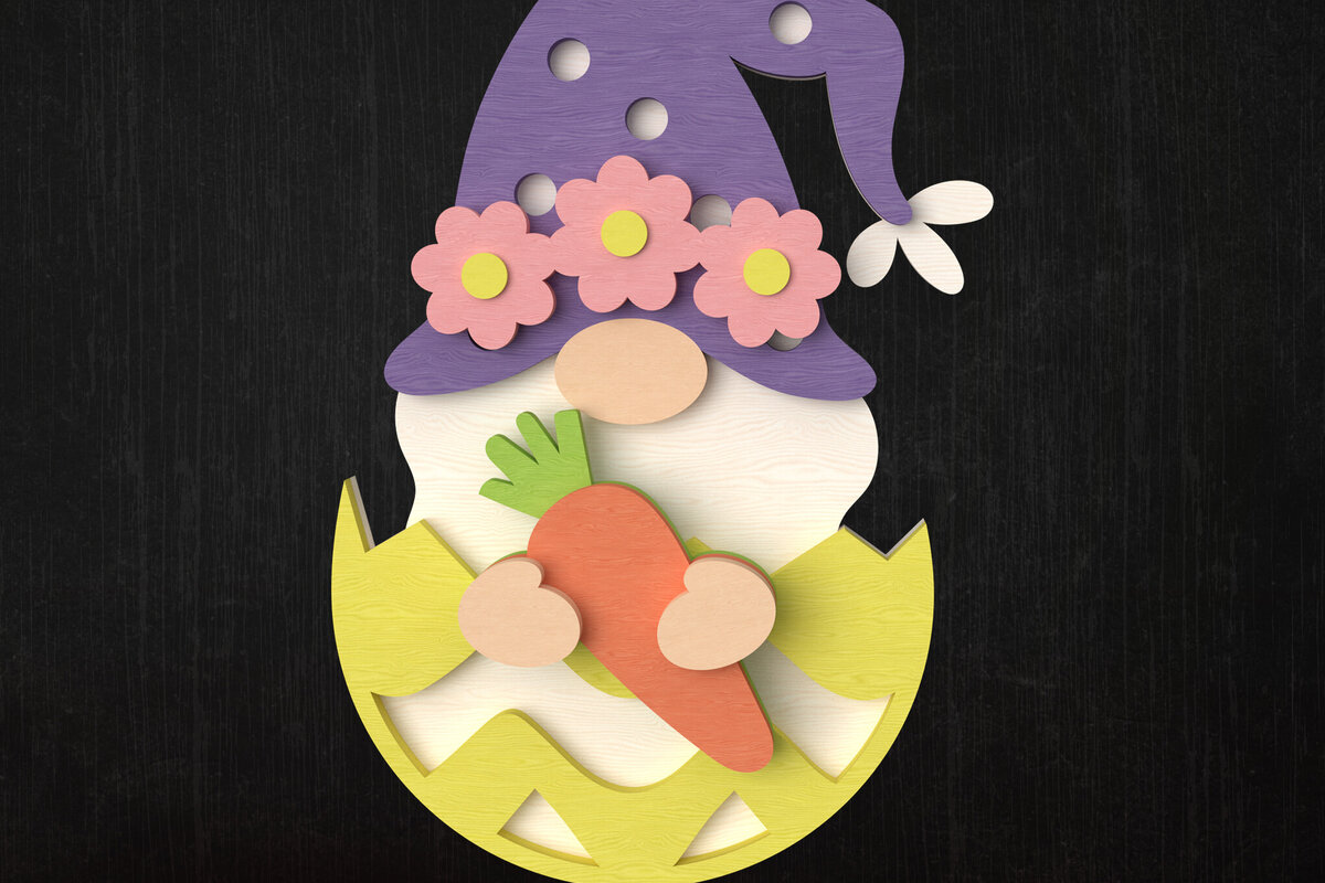 Intra απο ξύλο plywood  Χρώμα wenge 3mm-4mm πάχος - Πασχαλινό Gnome στο Egg Layered Δίασταση 15x15 cm INTRAFABR-120546696