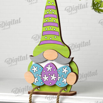 Intra απο ξύλο plywood  Χρώμα wenge 3mm-4mm πάχος - Easter Gnome. 3D Πασχαλινό Gnome Δίασταση 15x15 cm INTRAFABR-120546538 - Image 1