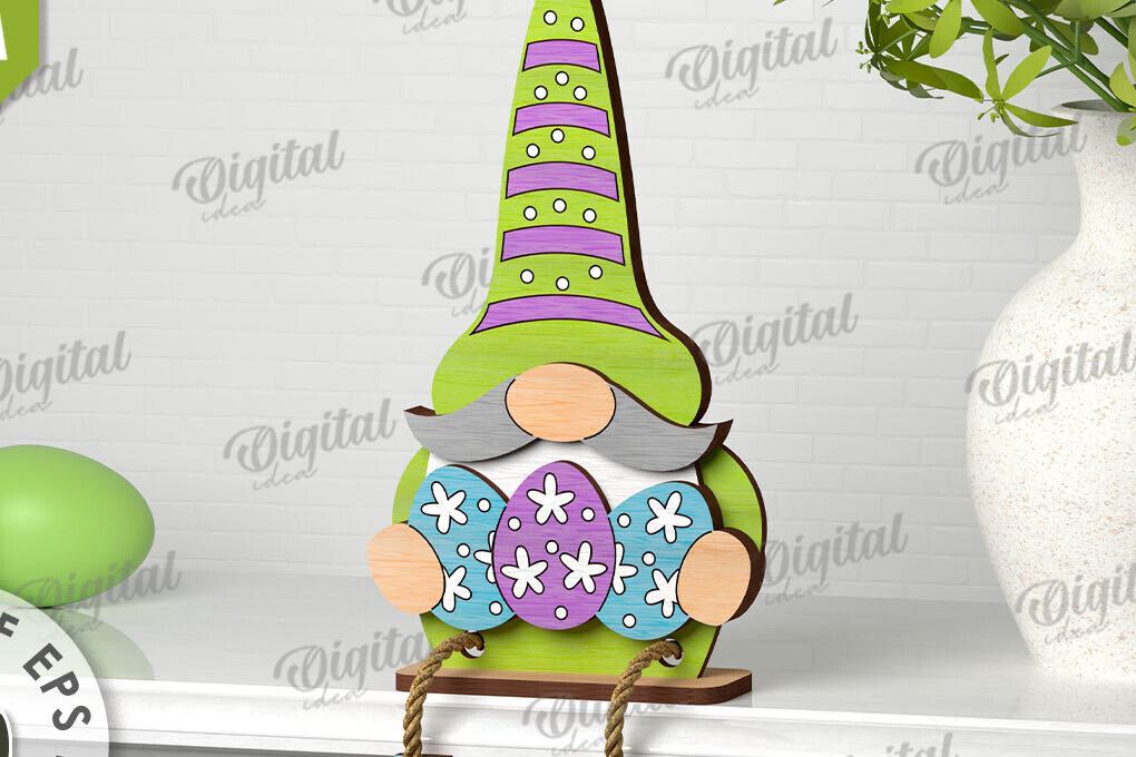 Intra απο ξύλο plywood  Χρώμα wenge 3mm-4mm πάχος - Easter Gnome. 3D Πασχαλινό Gnome Δίασταση 15x15 cm INTRAFABR-120546538