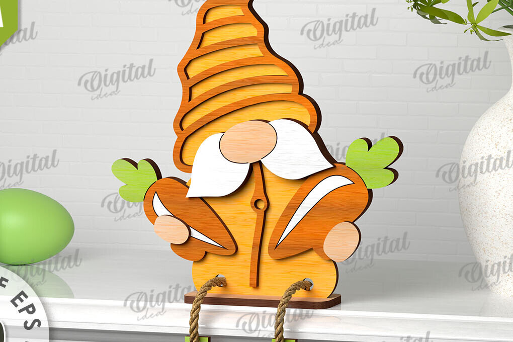 Intra απο ξύλο plywood  Χρώμα wenge 3mm-4mm πάχος - Easter Gnome. 3D Πασχαλινό Gnome Δίασταση 15x15 cm INTRAFABR-120541001