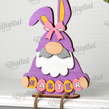 Intra απο ξύλο plywood  Χρώμα wenge 3mm-4mm πάχος - Easter Gnome. 3D Πασχαλινό Gnome Δίασταση 15x15 cm INTRAFABR-118565009 - Image 1