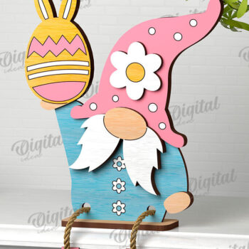 Intra απο ξύλο plywood  Χρώμα wenge 3mm-4mm πάχος - Easter Gnome. 3D Πασχαλινό Gnome Δίασταση 15x15 cm INTRAFABR-29689232 - Image 1