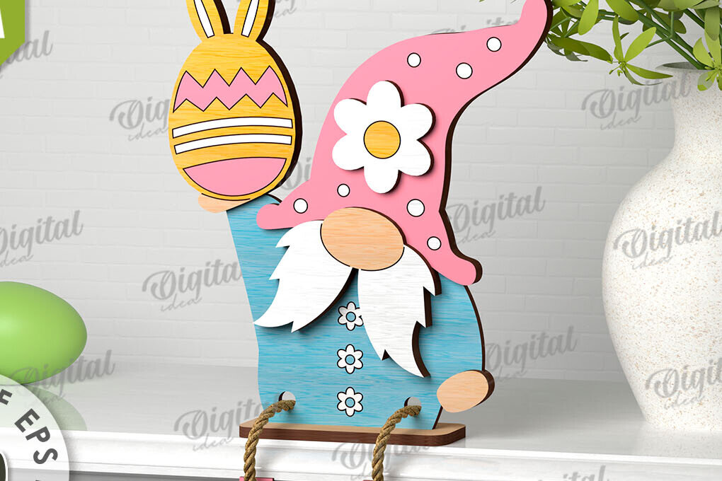 Intra απο ξύλο plywood  Χρώμα wenge 3mm-4mm πάχος - Easter Gnome. 3D Πασχαλινό Gnome Δίασταση 15x15 cm INTRAFABR-29689232