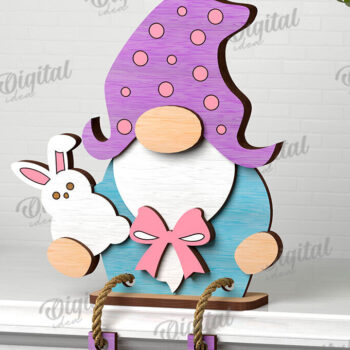 Intra απο ξύλο plywood Χρώμα wenge 3mm-4mm πάχος - Easter Gnome. 3D Πασχαλινό Gnome Δίασταση 15x15 cm INTRAFABR-120266217 - Image 1