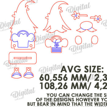 Intra απο ξύλο plywood  Χρώμα wenge 3mm-4mm πάχος - Easter Gnome. 3D Πασχαλινό Gnome Δίασταση 15x15 cm INTRAFABR-120266230 - Image 2