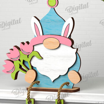 Intra απο ξύλο plywood  Χρώμα wenge 3mm-4mm πάχος - Easter Gnome. 3D Πασχαλινό Gnome Δίασταση 15x15 cm INTRAFABR-120205854 - Image 1