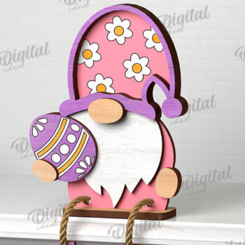 Intra απο ξύλο plywood  Χρώμα wenge 3mm-4mm πάχος - Easter Gnome. 3D Πασχαλινό Gnome Δίασταση 15x15 cm INTRAFABR-120205859 - Image 1