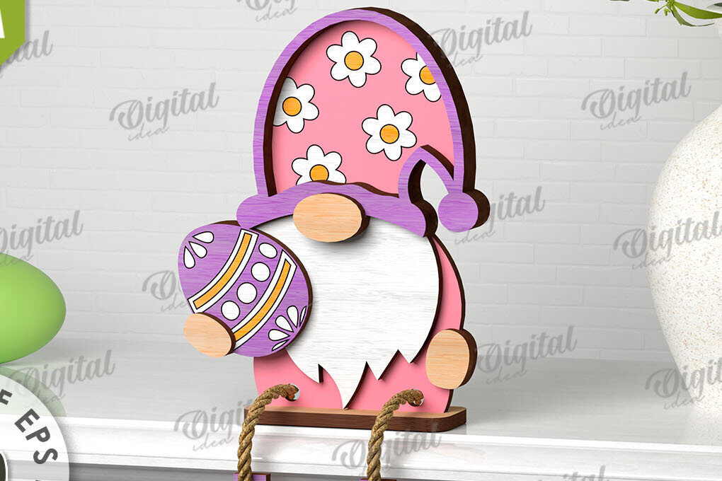 Intra απο ξύλο plywood  Χρώμα wenge 3mm-4mm πάχος - Easter Gnome. 3D Πασχαλινό Gnome Δίασταση 15x15 cm INTRAFABR-120205859