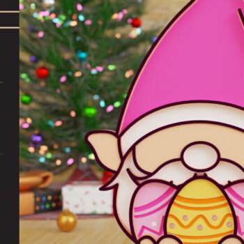 Intra απο ξύλο plywood  Χρώμα wenge 3mm-4mm πάχος - Πασχαλινό Gnome Κοπή Laser Δίασταση 20x25 cm INTRAFABR-120205862 - Image 1