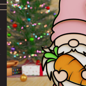 Intra απο ξύλο plywood  Χρώμα wenge 3mm-4mm πάχος - Πασχαλινό Gnome Κοπή Laser Δίασταση 20x25 cm INTRAFABR-120205864