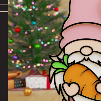 Intra απο ξύλο plywood  Χρώμα wenge 3mm-4mm πάχος - Πασχαλινό Gnome Κοπή Laser Δίασταση 20x25 cm INTRAFABR-120205864 - Image 1