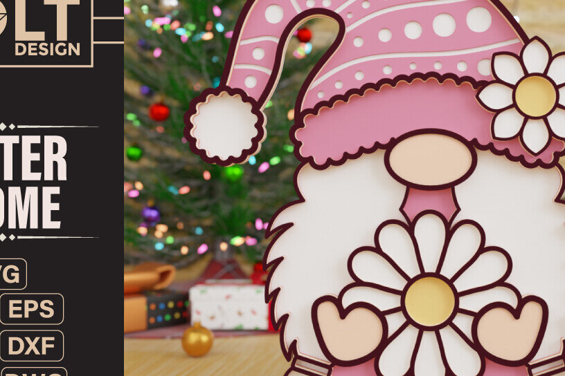 Intra απο ξύλο plywood  Χρώμα wenge 3mm-4mm πάχος - Πασχαλινό Gnome Κοπή Laser Δίασταση 20x25 cm INTRAFABR-120205869