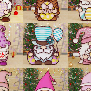 Intra απο ξύλο plywood  Χρώμα wenge 3mm-4mm πάχος - Πασχαλινό Gnome Κοπή Laser Δίασταση 20x25 cm INTRAFABR-120328174