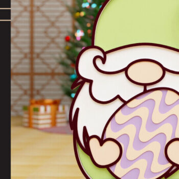 Intra απο ξύλο plywood  Χρώμα wenge 3mm-4mm πάχος - Πασχαλινό Gnome Κοπή Laser Δίασταση 20x25 cm INTRAFABR-120328174 - Image 2