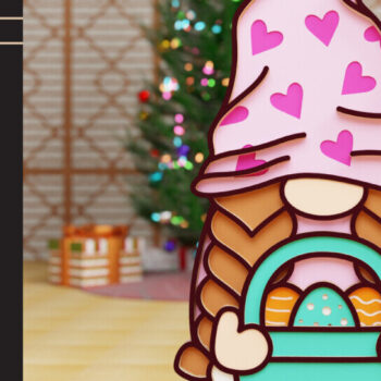 Intra απο ξύλο plywood  Χρώμα wenge 3mm-4mm πάχος - Πασχαλινό Gnome Κοπή Laser Δίασταση 20x25 cm INTRAFABR-120328174 - Image 5