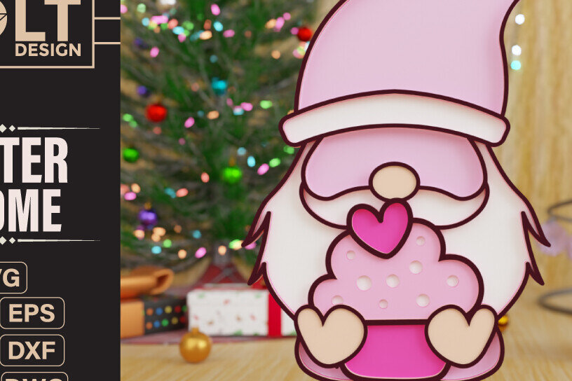 Intra απο ξύλο plywood  Χρώμα wenge 3mm-4mm πάχος - Πασχαλινό Gnome Κοπή Laser Δίασταση 20x25 cm INTRAFABR-32244728