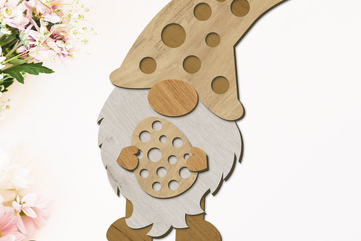 Intra απο ξύλο plywood  Χρώμα wenge 3mm-4mm πάχος - Πασχαλινό Gnome με κομμένο αυγών Δίασταση 34x7 cm INTRAFABR-66523695