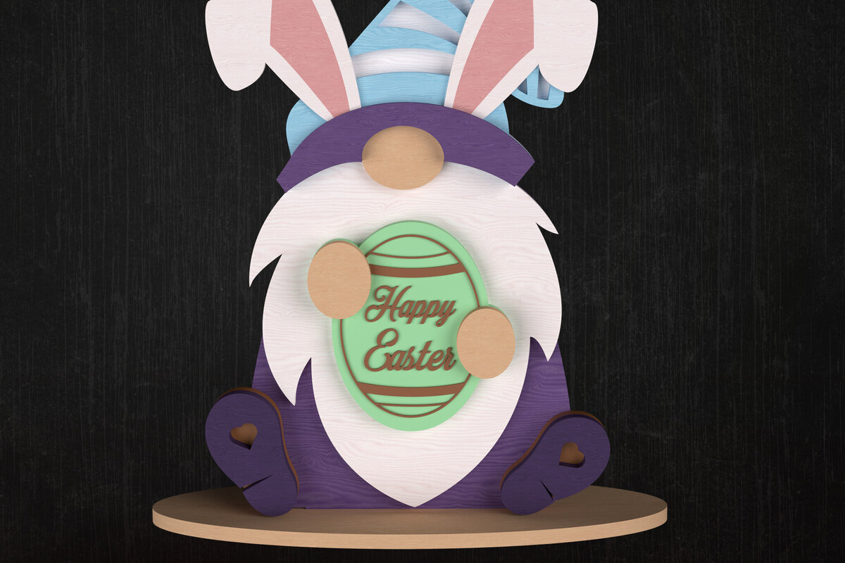 Intra απο ξύλο plywood  Χρώμα wenge 3mm-4mm πάχος - Πασχαλινό Gnome με αυγό Δίασταση 6x6 cm INTRAFABR-66525580