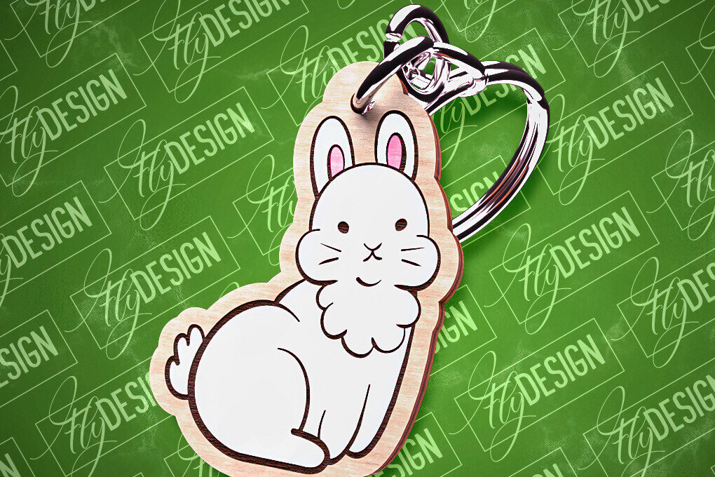 Intra απο ξύλο plywood  Χρώμα wenge 3mm-4mm πάχος - Πασχαλινό Σχέδιο Μπρελόκ | Λαγουδάκι του Πάσχα Δίασταση 4x4 cm INTRAFABR-102945041