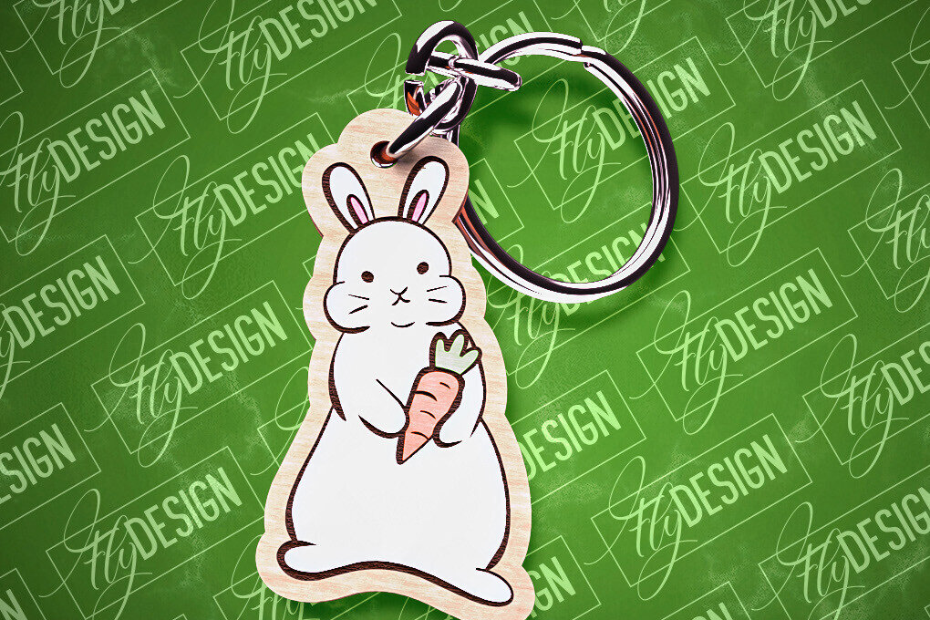 Intra απο ξύλο plywood  Χρώμα wenge 3mm-4mm πάχος - Πασχαλινό Σχέδιο Μπρελόκ | Λαγουδάκι του Πάσχα Δίασταση 4x4 cm INTRAFABR-101518619