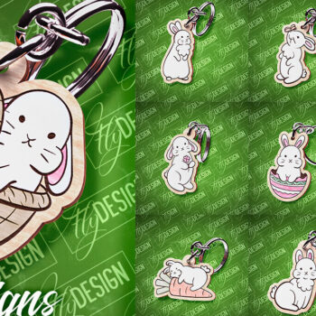 Intra απο ξύλο plywood Χρώμα wenge 3mm-4mm πάχος - Πασχαλινό Σχέδιο Μπρελόκ | Λαγουδάκι του Πάσχα Δίασταση 4x4 cm INTRAFABR-101828055 - Image 1