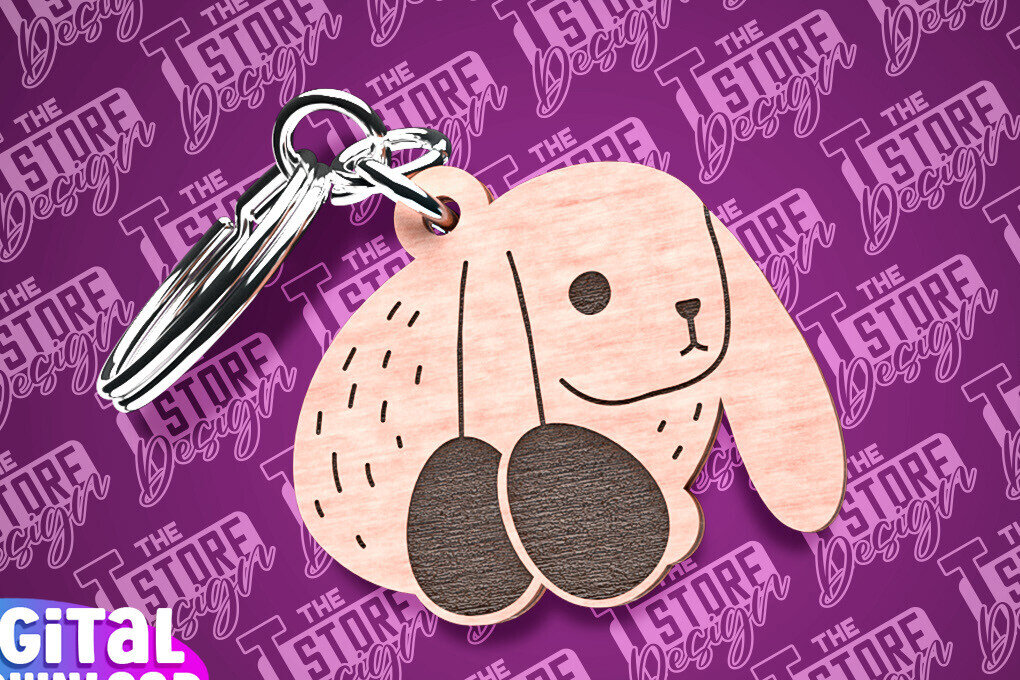 Intra απο ξύλο plywood  Χρώμα wenge 3mm-4mm πάχος - Πασχαλινό Σχέδιο Μπρελόκ | Λαγουδάκι του Πάσχα Δίασταση 4x4 cm INTRAFABR-101828058