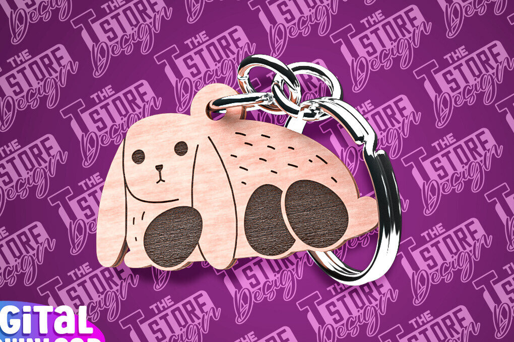 Intra απο ξύλο plywood  Χρώμα wenge 3mm-4mm πάχος - Πασχαλινό Σχέδιο Μπρελόκ | Λαγουδάκι του Πάσχα Δίασταση 4x4 cm INTRAFABR-101828062