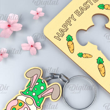 Intra απο ξύλο plywood  Χρώμα wenge 3mm-4mm πάχος - Πασχαλινό μπρελόκ. Πασχαλινό μπρελόκ με λέιζερ Δίασταση 4x4 cm INTRAFABR-99490044 - Image 1