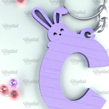 Intra απο ξύλο plywood  Χρώμα wenge 3mm-4mm πάχος - Πασχαλινό μπρελόκ με λέιζερ. Γράμμα Γ Δίασταση 4x4 cm INTRAFABR-74549130 - Image 1