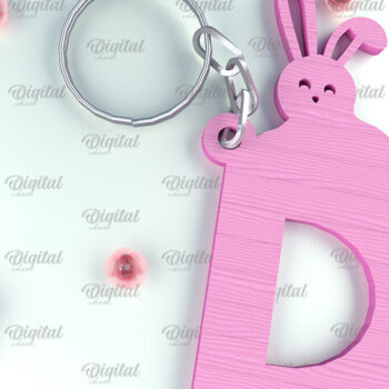 Intra απο ξύλο plywood  Χρώμα wenge 3mm-4mm πάχος - Πασχαλινό μπρελόκ με λέιζερ. Γράμμα Δ Δίασταση 4x4 cm INTRAFABR-74549245 - Image 1