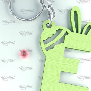 Intra απο ξύλο plywood  Χρώμα wenge 3mm-4mm πάχος - Πασχαλινό μπρελόκ με λέιζερ. Επιστολή Ε Δίασταση 4x4 cm INTRAFABR-82276771 - Image 1