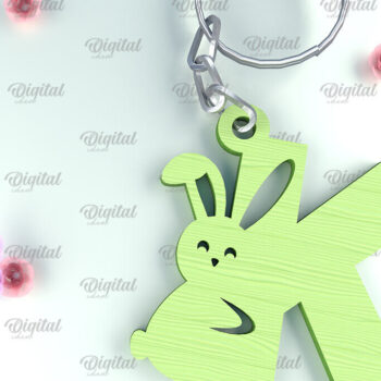 Intra απο ξύλο plywood  Χρώμα wenge 3mm-4mm πάχος - Πασχαλινό μπρελόκ με λέιζερ. Επιστολή Κ Δίασταση 4x4 cm INTRAFABR-49314250 - Image 1