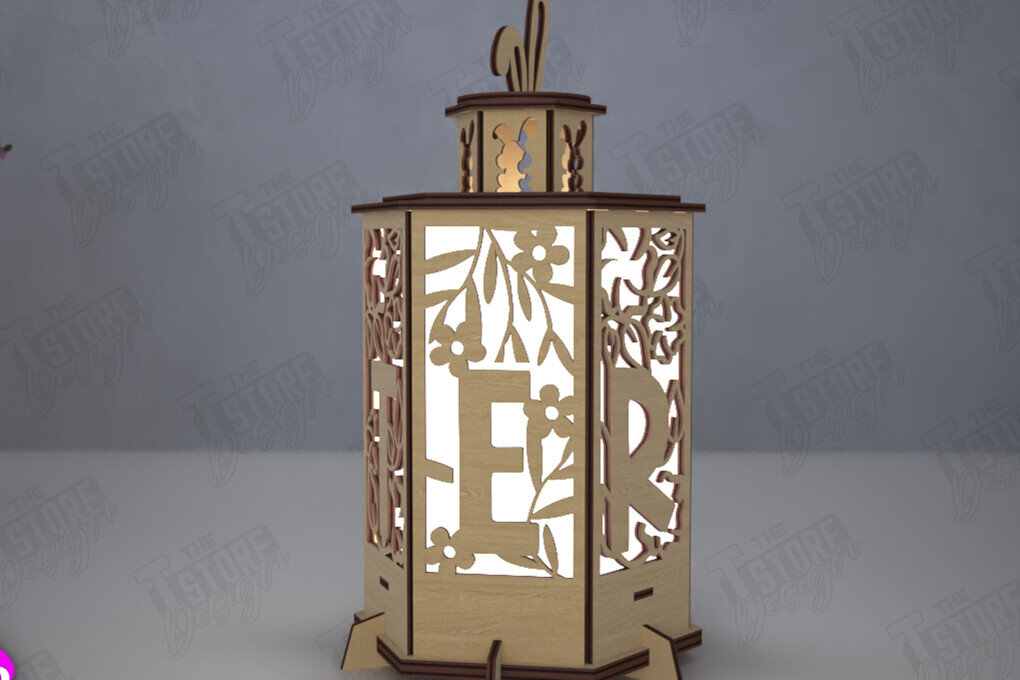 Intra απο ξύλο plywood  Χρώμα wenge 3mm-4mm πάχος - Πασχαλινό Φανάρι | 3D Φανάρι |Λαμπτήρας Σκιών Δίασταση 15x15 cm INTRAFABR-114795899