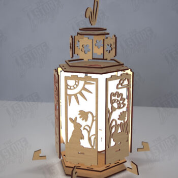 Intra απο ξύλο plywood Χρώμα wenge 3mm-4mm πάχος - Πασχαλινό Φανάρι | 3D Φανάρι |Λαμπτήρας Σκιών Δίασταση 15x15 cm INTRAFABR-114738189 - Image 3