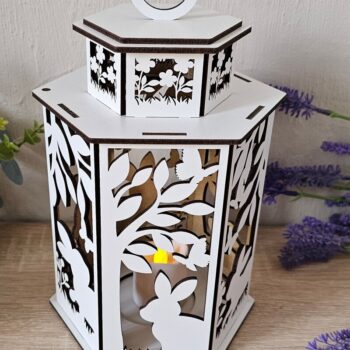 Intra απο ξύλο plywood Χρώμα wenge 3mm-4mm πάχος - Πασχαλινό Φανάρι | κοπής με λέιζερ | Bu Δίασταση 4x4 cm INTRAFABR-114863940 - Image 2