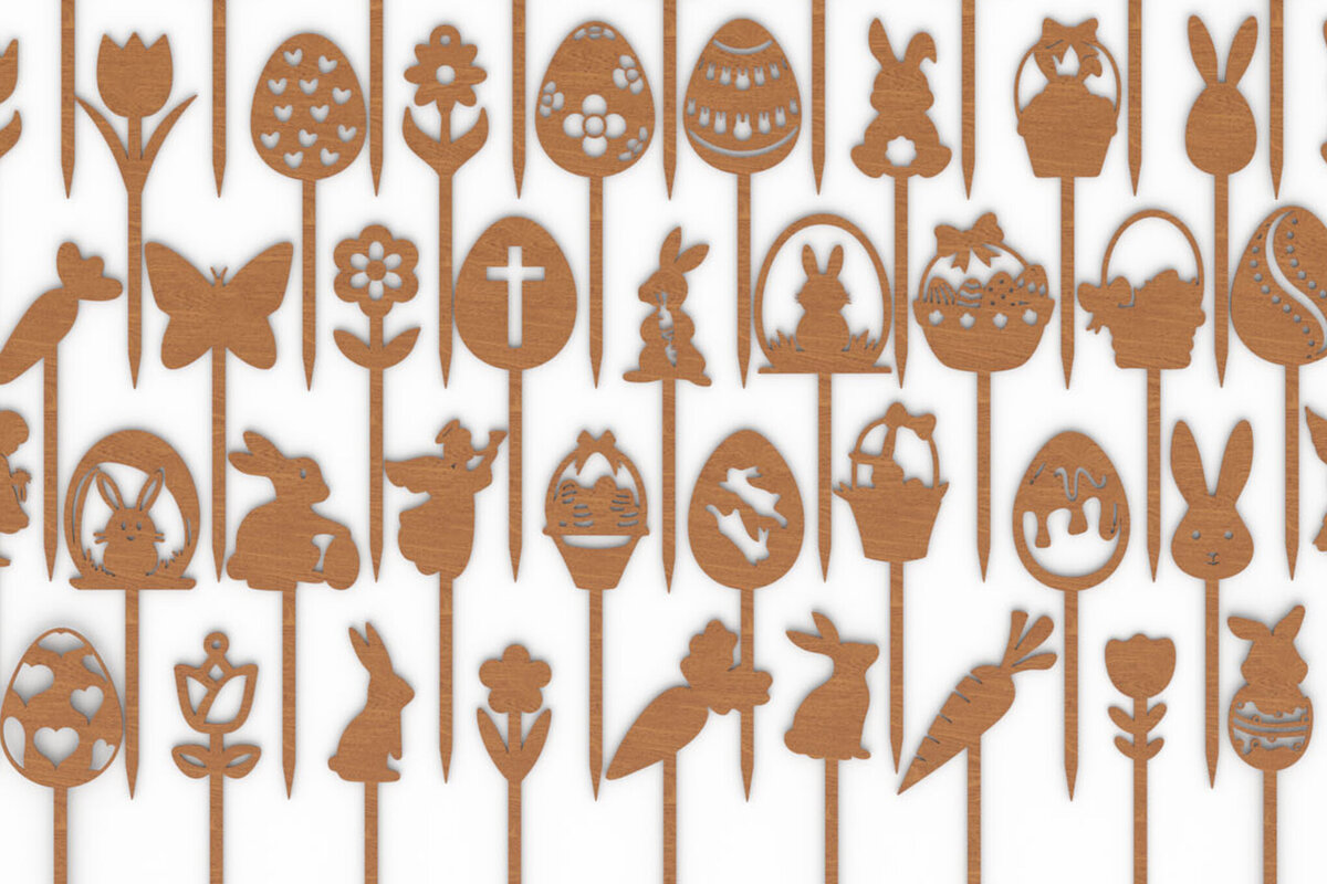 Intra απο ξύλο plywood  Χρώμα wenge 3mm-4mm πάχος - Πάσχα Bundle Cake Topper Δίασταση 20x20 cm INTRAFABR-114863901